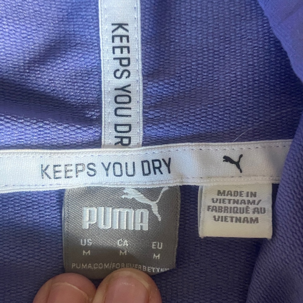 Puma Lightweight Cropped Pullover Hoodie with Logo, Purple, Medium - Picture 4 of 7
